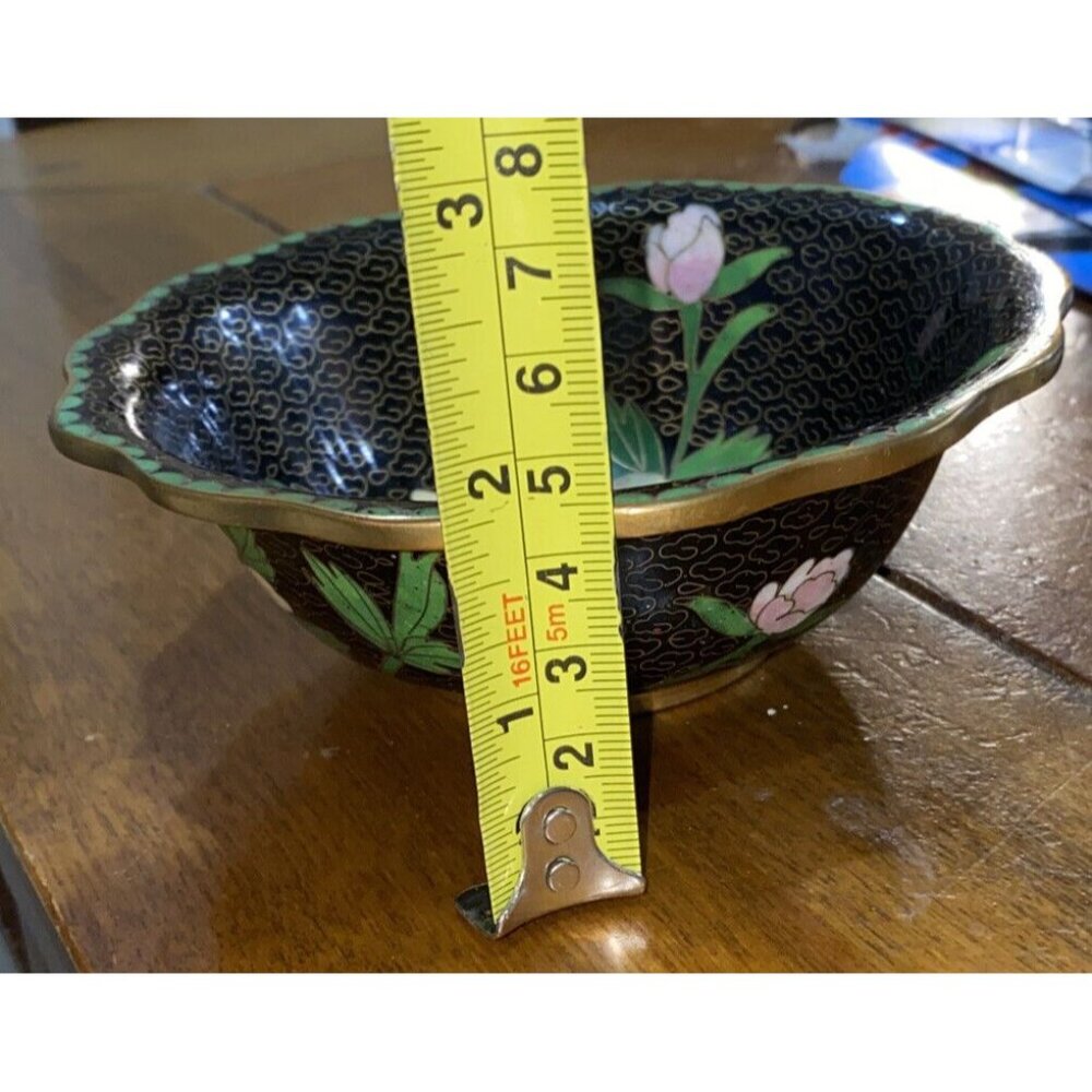 Vintage Jingfa Cloisonné Asian Chinese China Beautiful Bowl Flower Floral PRC - Picture 6 of 6